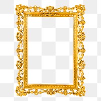 Gold luxury png frame sticker, vintage decoration illustration on transparent background. Free public domain CC0 image.