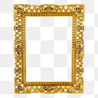 Gold luxury png frame sticker, vintage decoration illustration on transparent background. Free public domain CC0 image.