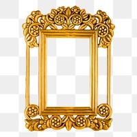 Gold luxury png frame sticker, vintage decoration illustration on transparent background. Free public domain CC0 image.