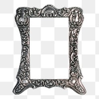 Silver ornamental png frame sticker, vintage decor illustration on transparent background. Free public domain CC0 image.