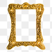 Gold mirror png frame sticker, vintage decor illustration on transparent background. Free public domain CC0 image.