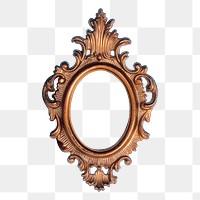 Vintage mirror png frame sticker, golden illustration on transparent background. Free public domain CC0 image.