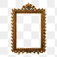 Gold mirror png frame sticker, vintage decor illustration on transparent background. Free public domain CC0 image.