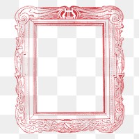 Ornamental red png frame sticker, vintage decoration illustration on transparent background. Free public domain CC0 image.