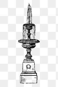 Water fountain png sticker, vintage decoration illustration on transparent background. Free public domain CC0 image.