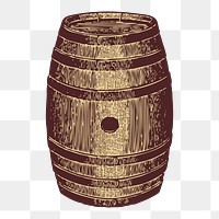 Barrel png sticker, vintage object illustration on transparent background. Free public domain CC0 image.