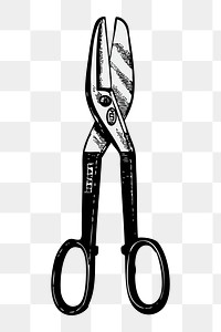 Tin snips png sticker, tool vintage illustration on transparent background. Free public domain CC0 image.