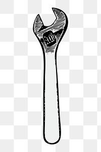 Adjustable wrench png sticker, tool vintage illustration on transparent background. Free public domain CC0 image.