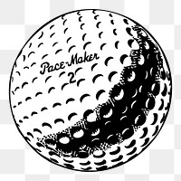 Golf ball png sticker, sport equipment vintage illustration on transparent background. Free public domain CC0 image.