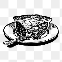 Pie slice png sticker, dessert vintage illustration on transparent background. Free public domain CC0 image.