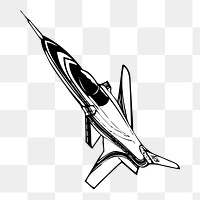 Fighter jet png sticker, vehicle vintage illustration on transparent background. Free public domain CC0 image.