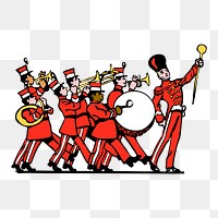 Marching band png sticker, vintage illustration on transparent background. Free public domain CC0 image.