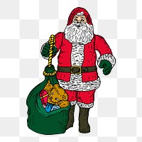 Santa Claus png sticker, Christmas vintage illustration on transparent background. Free public domain CC0 image.