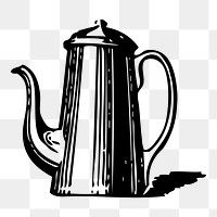 Coffee pot png sticker, vintage object illustration on transparent background. Free public domain CC0 image.