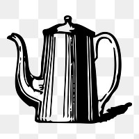 Coffee pot png sticker, vintage object illustration on transparent background. Free public domain CC0 image.
