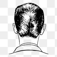 Png ducktail men's haircut sticker, hairstyle vintage illustration on transparent background. Free public domain CC0 image.