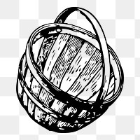 Bushel basket png sticker, vintage object illustration on transparent background. Free public domain CC0 image.