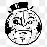 Pissed globe png sticker, cartoon vintage illustration on transparent background. Free public domain CC0 image.