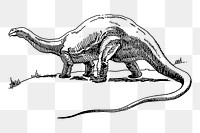 Dinosaur png sticker, extinct animal vintage illustration on transparent background. Free public domain CC0 image.