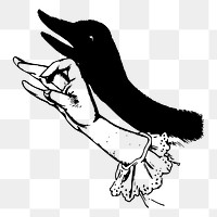 Duck png shadow puppet sticker illustration, transparent background. Free public domain CC0 image.