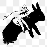 Bunny png shadow puppet sticker illustration, transparent background. Free public domain CC0 image.