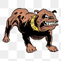 Angry bulldog png sticker, animal vintage illustration on transparent background. Free public domain CC0 image.