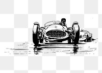 Racing car png sticker, vehicle vintage illustration on transparent background. Free public domain CC0 image.