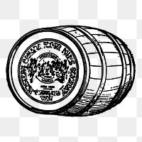 Barrel png sticker, vintage object illustration on transparent background. Free public domain CC0 image.