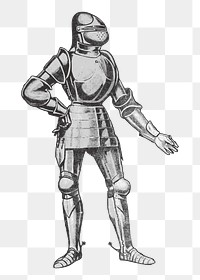 Knight armour png sticker, medieval vintage illustration on transparent background. Free public domain CC0 image.