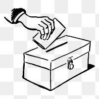 Hand voting png sticker, election vintage illustration on transparent background. Free public domain CC0 image.