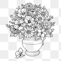 Flower vase png sticker, botanical vintage illustration on transparent background. Free public domain CC0 image.