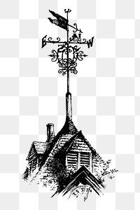 Weather vane png sticker, architectural ornament vintage illustration on transparent background. Free public domain CC0 image.