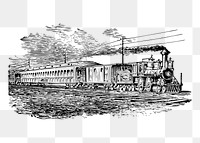 Train png sticker, transportation vintage illustration on transparent background. Free public domain CC0 image.