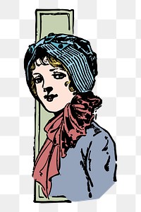 Victorian woman png sticker, vintage illustration on transparent background. Free public domain CC0 image.