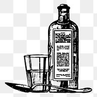 Medicine bottle png sticker, medical vintage illustration on transparent background. Free public domain CC0 image.