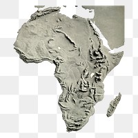 Africa terrain png map  sticker, geography illustration, transparent background. Free public domain CC0 image.