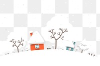 Winter cottage png border background, Christmas illustration, transparent background. Free public domain CC0 image.