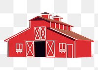 Red barn png sticker, farming illustration on transparent background. Free public domain CC0 image.