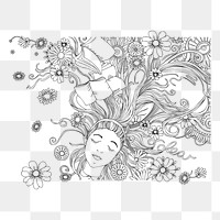 Sleeping woman png sticker, floral aesthetic illustration on transparent background. Free public domain CC0 image.