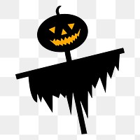 Pumpkin scarecrow png sticker, Halloween celebration illustration on transparent background. Free public domain CC0 image.