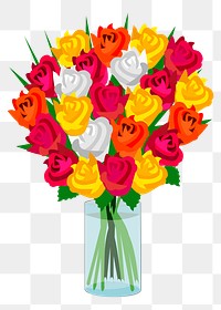 Rose vase png sticker, botanical illustration on transparent background. Free public domain CC0 image.