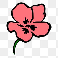 Pink flower png sticker, botanical illustration on transparent background. Free public domain CC0 image.
