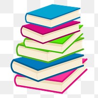 Colorful books png sticker, stationery illustration on transparent background. Free public domain CC0 image.
