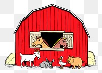 Animal barn png sticker, farming illustration on transparent background. Free public domain CC0 image.