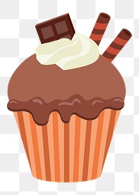 Chocolate cupcake png sticker, cute dessert illustration on transparent background. Free public domain CC0 image.