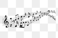 Music notes png sticker, black illustration on transparent background. Free public domain CC0 image.