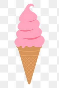 Png strawberry soft serve sticker, dessert illustration on transparent background. Free public domain CC0 image.