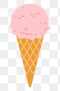 Strawberry ice-cream png sticker, dessert illustration on transparent background. Free public domain CC0 image.