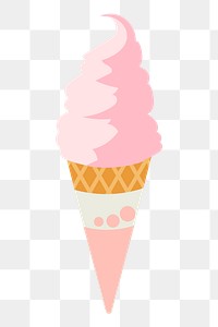 Strawberry png soft serve sticker, dessert illustration on transparent background. Free public domain CC0 image.