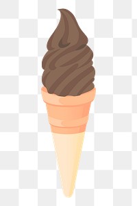 Png chocolate soft serve ice-cream sticker, dessert illustration on transparent background. Free public domain CC0 image.